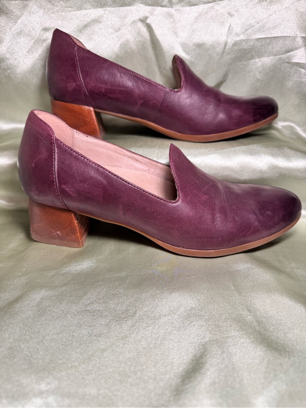 Dansko Preston Leather Chunky Block Heel Pumps Shoes Eggplant EU 37 US 6.5-7